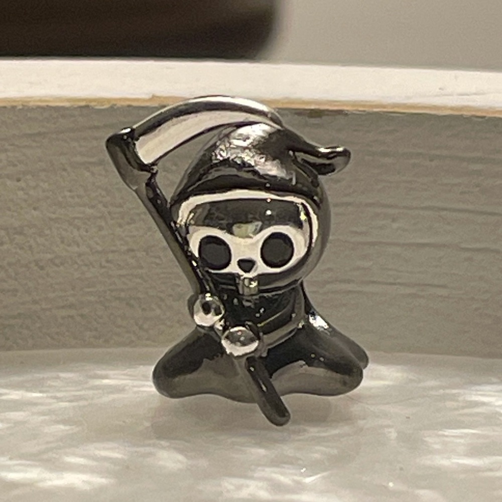 Bracelet Charm Grim Reaper with Scythe Sterling Silver